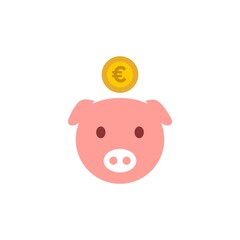 pig head and euro coin money vector, piggy bank saving icon concept Illustration.
