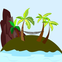 tropical island with palms