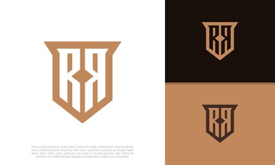 Initials R. RR logo design. Initial Letter Logo. Shield logo.	