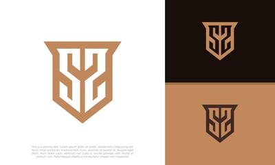 Initials S. SS. SZ logo design. Initial Letter Logo. Shield logo.	