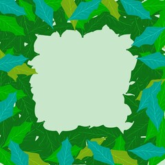Green leaves frame with light green colour in the middle of the image.