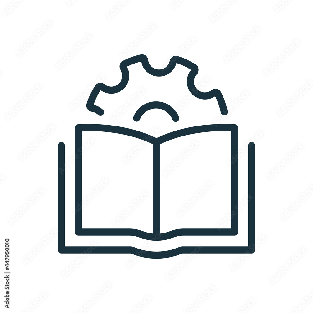 Poster user manual document line icon. technical guide book linear pictogram. customer guide, technical doc