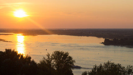 Sunset over the Volga River in Nizhny Novgorod