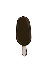 Drawing of Chocolate ice cream bar on a stick
