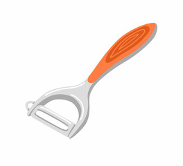 Potato peeler. Vegetable manual peeler. Kitchen tool isolated on white background. Kitchenware appliance. Hand-drawn vector illustration.