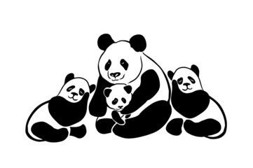 The panda family. Mom and baby panda. Vector illustration © Мария Неноглядова