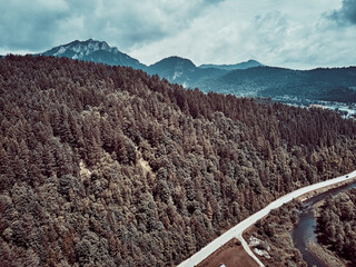 Beautiful aerial panoramic view of the Pieniny National Park, Poland in sunny day. Sokolica and Trzy Korony - English: Three Crowns (the summit of the Three Crowns Massif) © udmurd