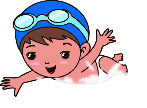 illustration of swimming kid