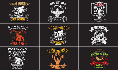 Gym T-Shirt Design Bundle
