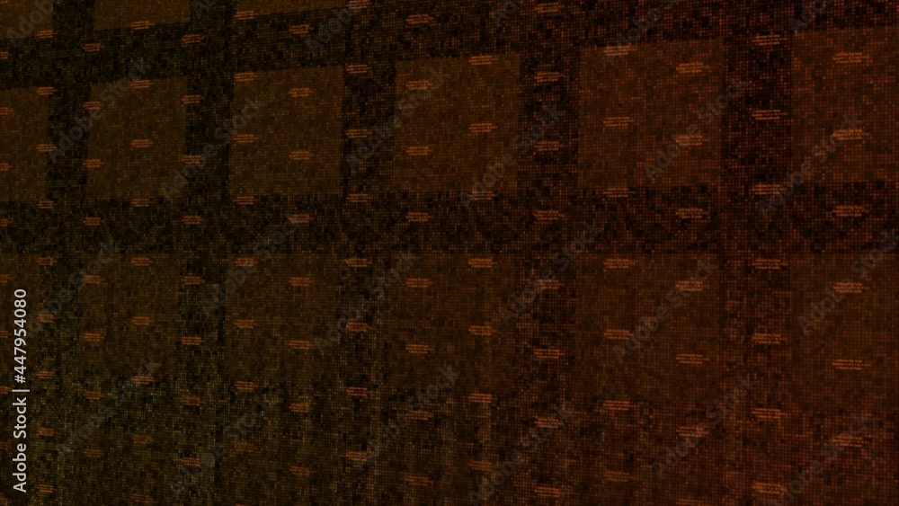 Poster technical animated background with data of an orange color, seamless loop. motion. visualization of 