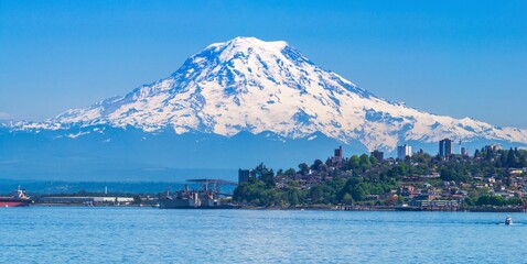 Mount Rainier and Tacoma from Point Ruston