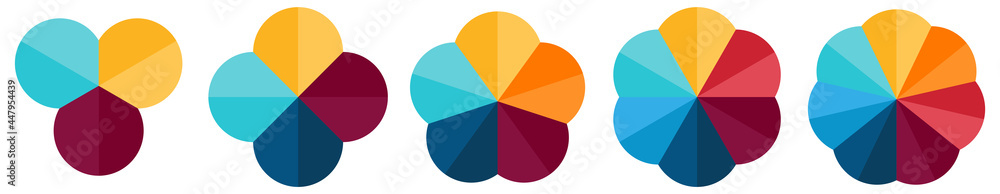 Poster circle parts stick together forming larger round element, version with three to seven pieces. can be