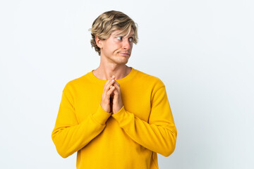 English man over isolated white background scheming something