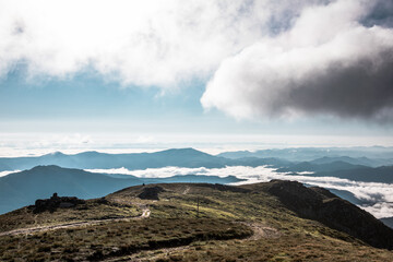 landscape view of mountains with clouds