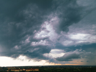 overcast stormy clouds over the city