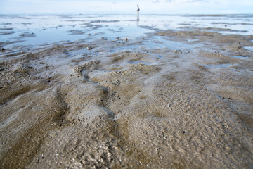 Wattenmeer mit Wattwanderer