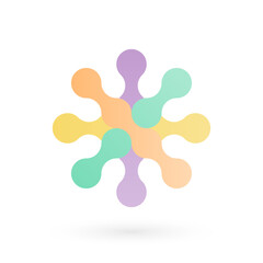 Abstract geometrical symbol. Rounded shapes. Multicolored icon. Vector illustration, flat design