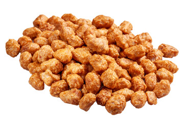 Candied peanuts in honey and sugar glaze isolated on white