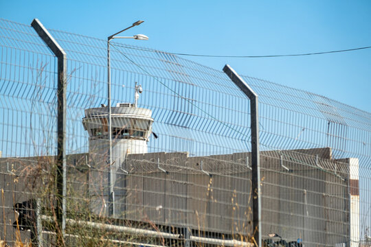 border and fence between Israel and Palestine. barbed wire wall
