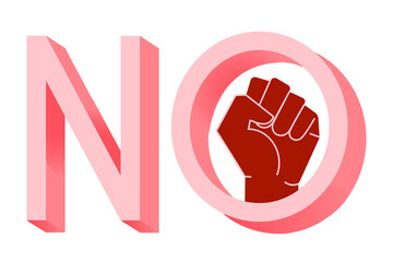Obraz premium No lettering. No means no. Typography, flat design, protest sign. Colorful type design for banner, social media, post, poster, card or article. 
