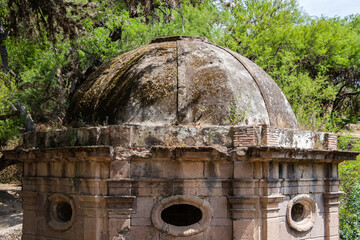 Abandoned remains of an old roman style bath in the ex hacienda Pozo del Carmen, Armadillo de los...