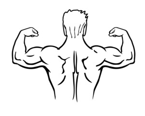 Vector  muscular  bodybuilder  logo template.Vector object and icon  for sport label gym  fitness.Illustration Isolated on white background