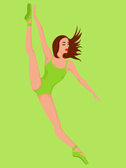 Elegant ballerina in bright green leotard
