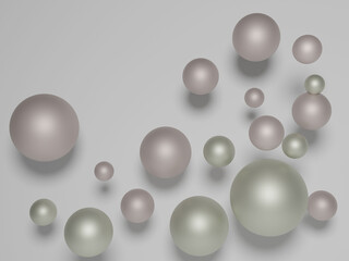 Abstract background with 3d spheres. Perls. White background
