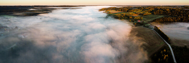 view of the river with fog