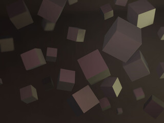 Many flying cubes 3d render illustration
