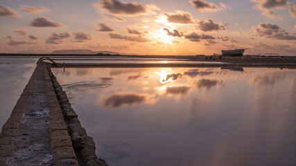 Saline di Trapani, Sicily, Italy, Beauty of nature concept.