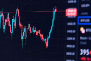 Financial stock market graph. Stock Exchange. Selective focus.