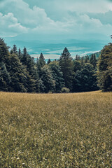 Beautiful aerial panoramic view of the Pieniny National Park, Poland in sunny day. Sokolica and Trzy Korony - English: Three Crowns (the summit of the Three Crowns Massif) © udmurd