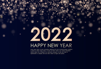 Banner happy new year 2022 with gold dust.