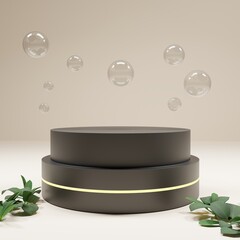 Minimalism abstract background, pedestal. 3D illustration podium stage bubels
