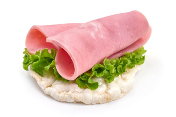 Sandwich with pork ham, isolated on white background. High resolution image.