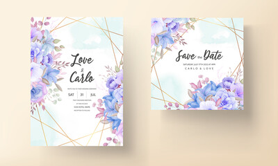 Beautiful  floral and leaves wedding invitation card design