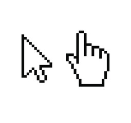 Fototapeta premium Pixel cursors icons: mouse and hand