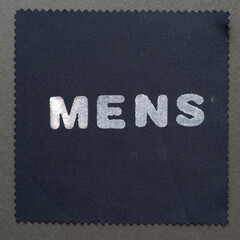 formal fabric swatch with the word 