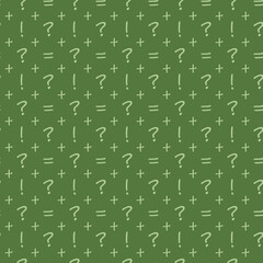Seamless signs. Questions, pluses, exclamation marks, equal. Print for printing.