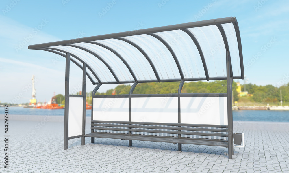 Poster 3d rendering of an empty bus station