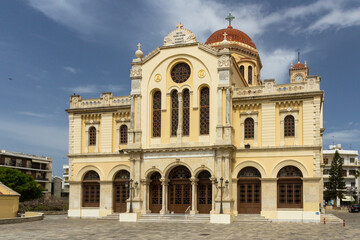 Fototapeta na wymiar External view of Saint Minas Cathedral Heraklion Crete Greece