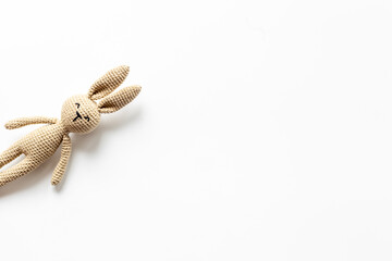Handmade toy easter bunny for happy Easter background