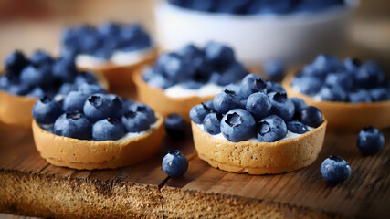 Healthy blueberry tartlets. Keto dessert and keto diet.