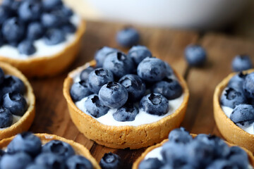 Healthy blueberry tartlets. Keto dessert and keto diet.