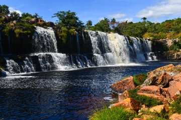 Fototapeta premium The Cachoeira Grande waterfall, just outside the Serra do Cipó National Park, Minas Gerais state, Brazil