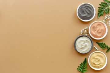 Cosmetic clay for spa treatment, top view