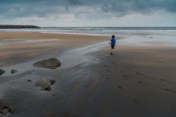 Running in the beach