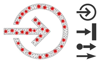 Net import using lockdown style. Polygonal wireframe import image in low poly style with connected linear items and red covid items. Vector model is created from import with covid items.