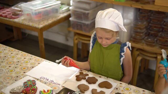 Cooking, glazing girl homemade biscuit baked royal , ood ookie. Bakery dough house, preparing recipe ginger